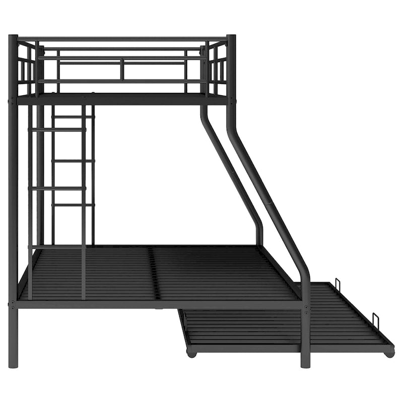Twin over Full Bed Bunk with Sturdy Steel Frame with Trundle
