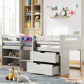 Twin Size Loft Bed with Two Shelves and Two drawers