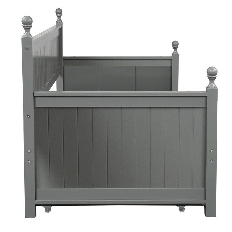 Wood Daybed Twin with Trundle, Twin Size Daybed Frame Sofa Bed