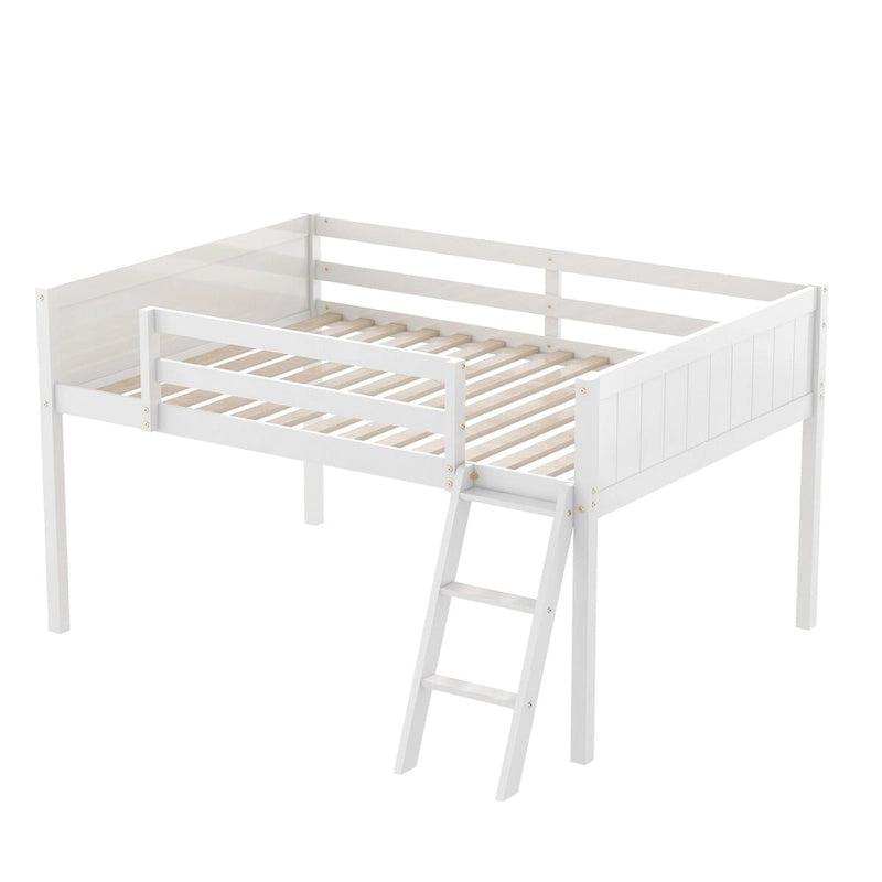 Full Size Wood Low Loft Bed