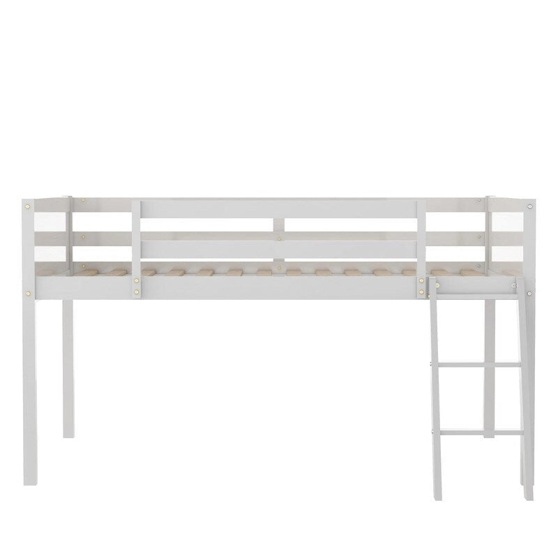 Full Size Wood Low Loft Bed with Ladder