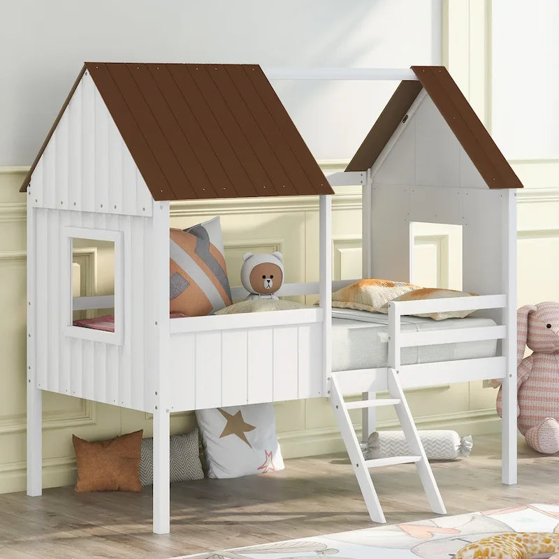 Twin Size Low Loft House Bed