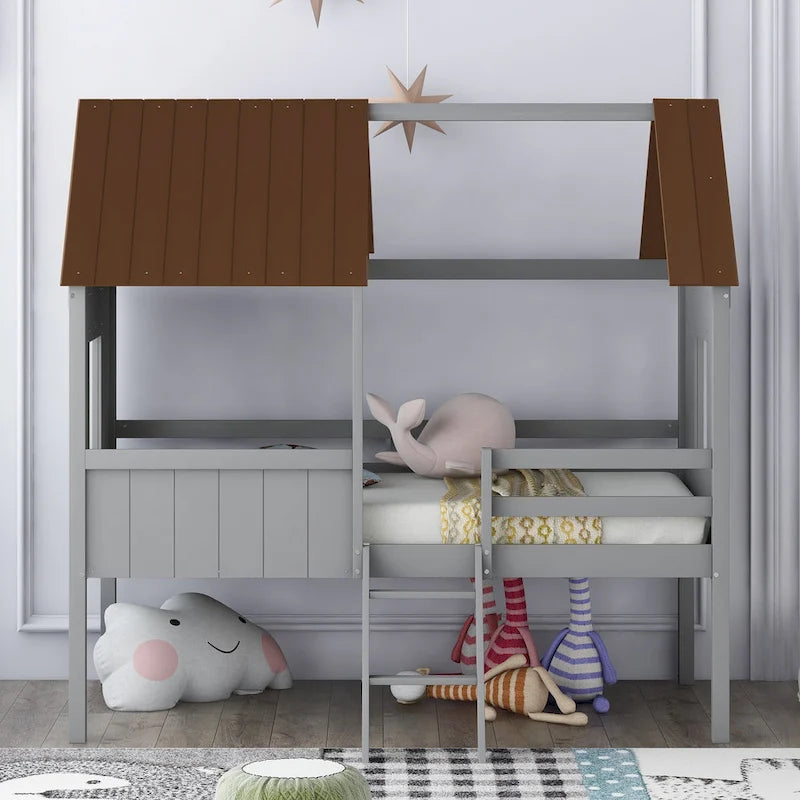 Twin Size Low Loft House Bed