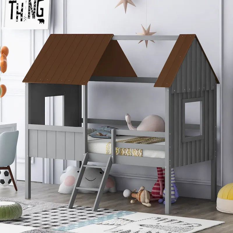 Twin Size Low Loft House Bed