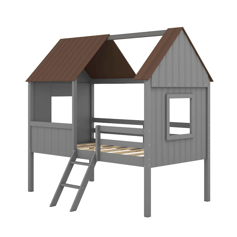 Twin Size Low Loft House Bed