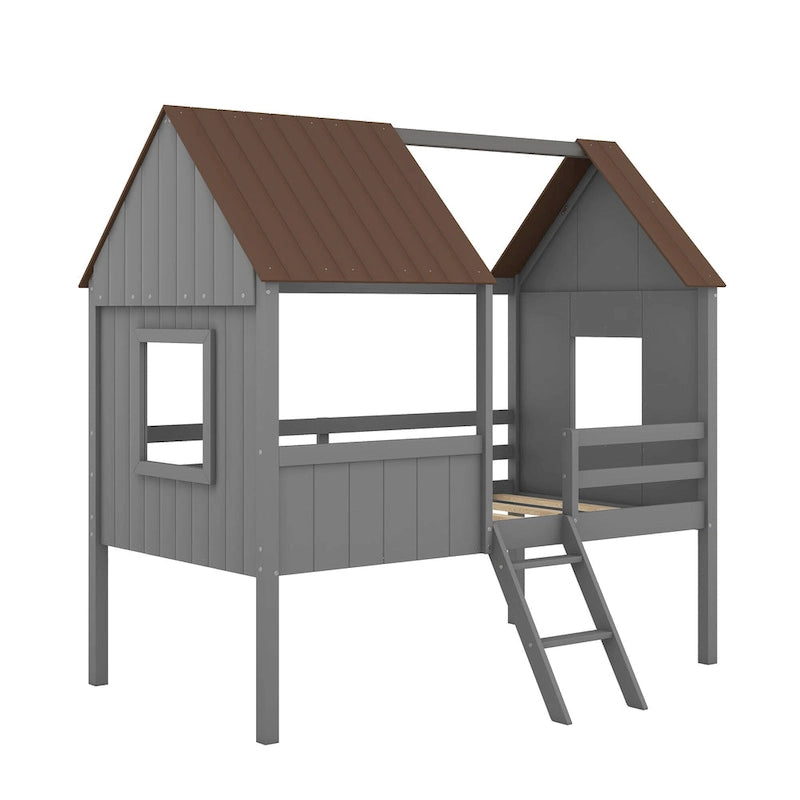 Twin Size Low Loft House Bed