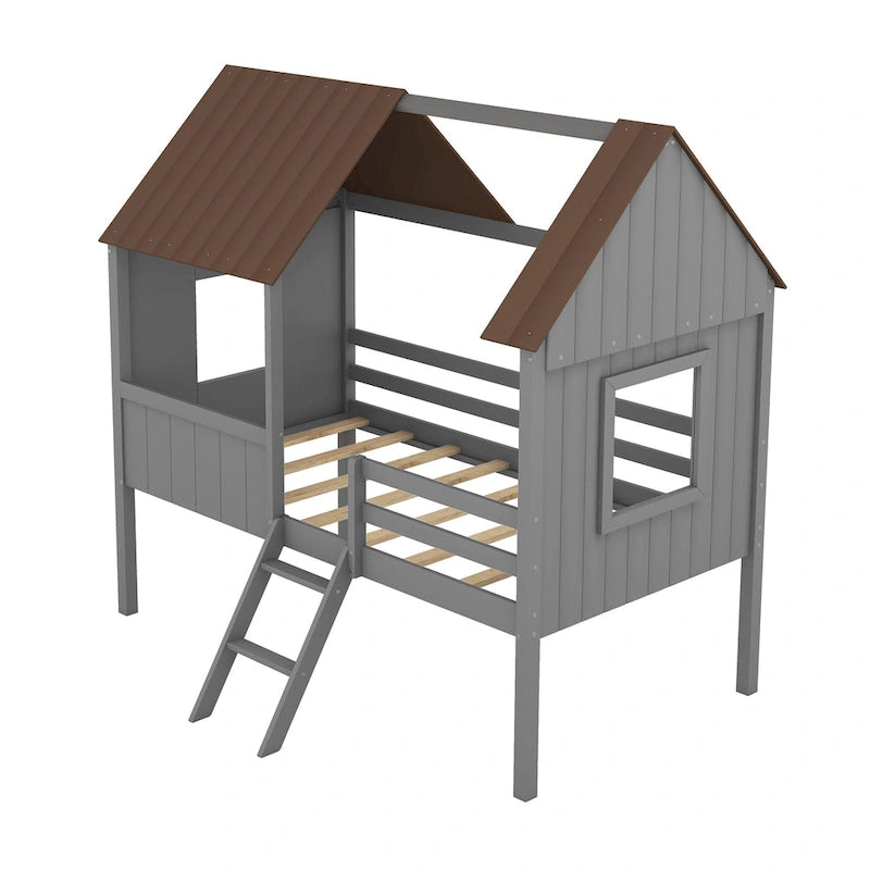 Twin Size Low Loft House Bed