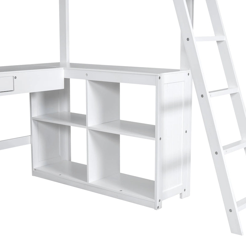 Lit mezzanine simple avec bureau en U