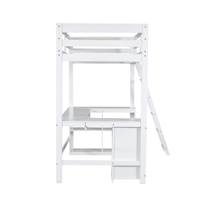 Twin Size Loft Bed with U-shaped Desk