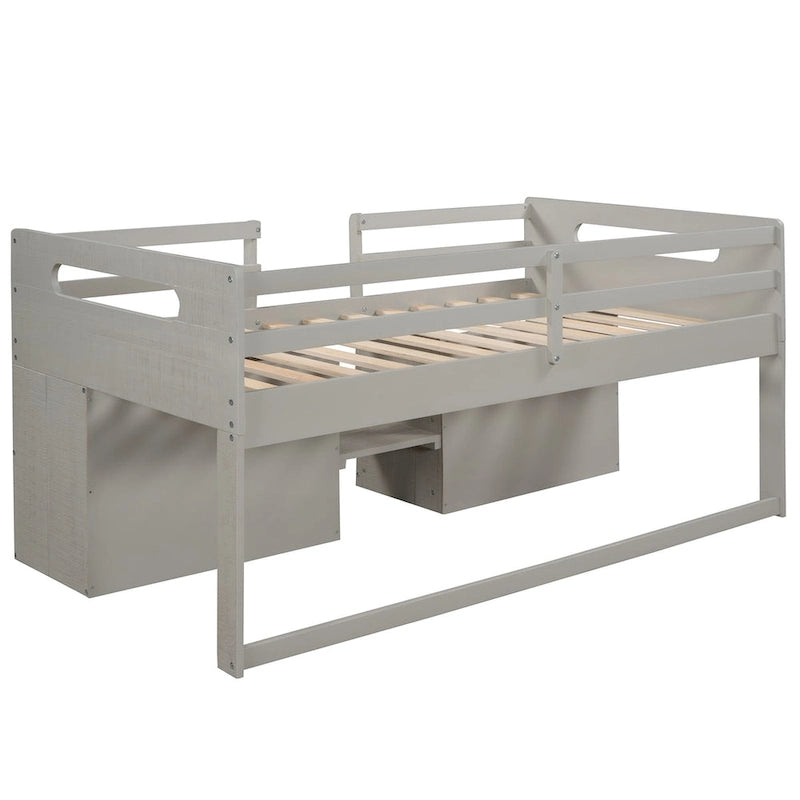 Loft Bed with 2 Shelves and 2 Drawers