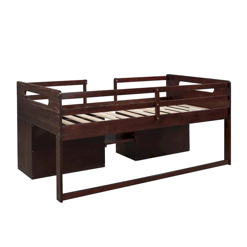 Loft Bed with 2 Shelves and 2 Drawers
