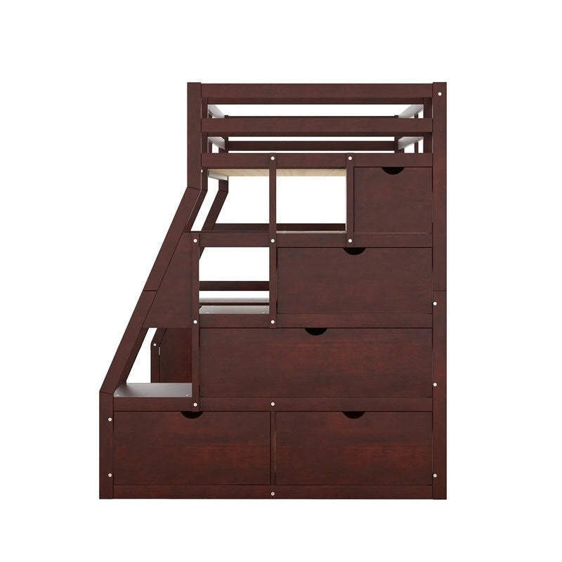 Twin Size Loft Bed with 7 Drawers 2 Shelves and Desk