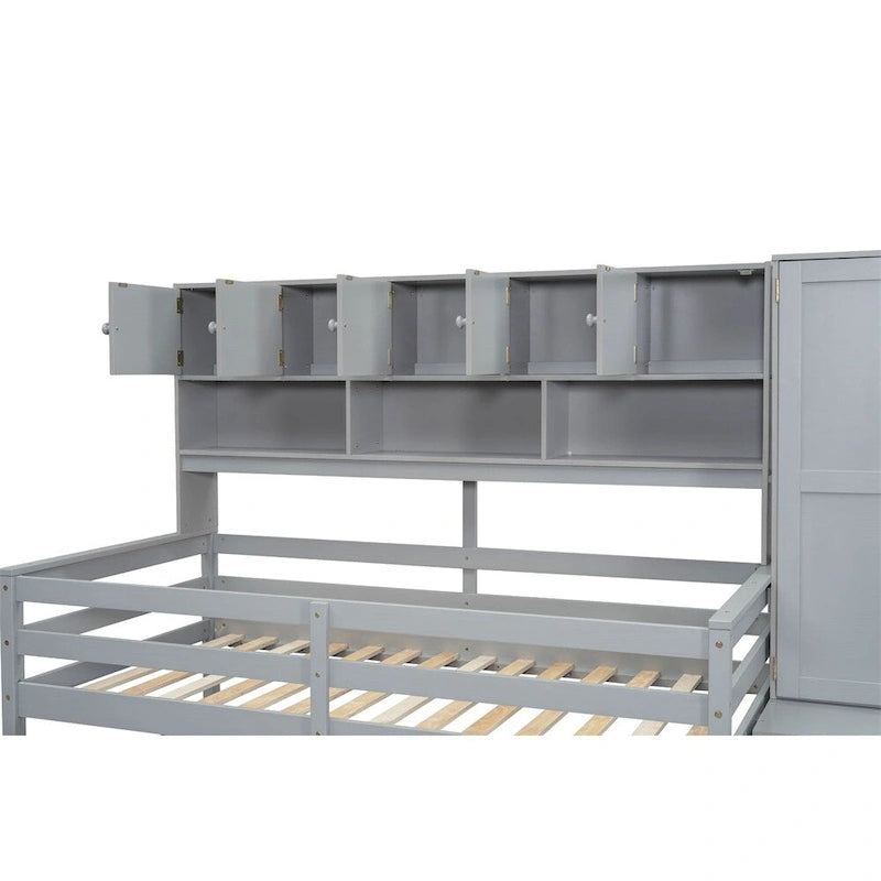 Twin Size Wood Loft Bed with Under-bed Desk and Drawers