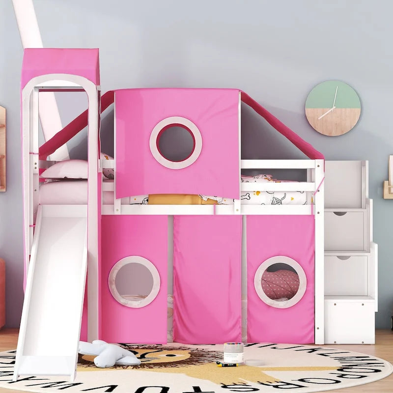 Full/Twin Loft Bed with Tent and Tower