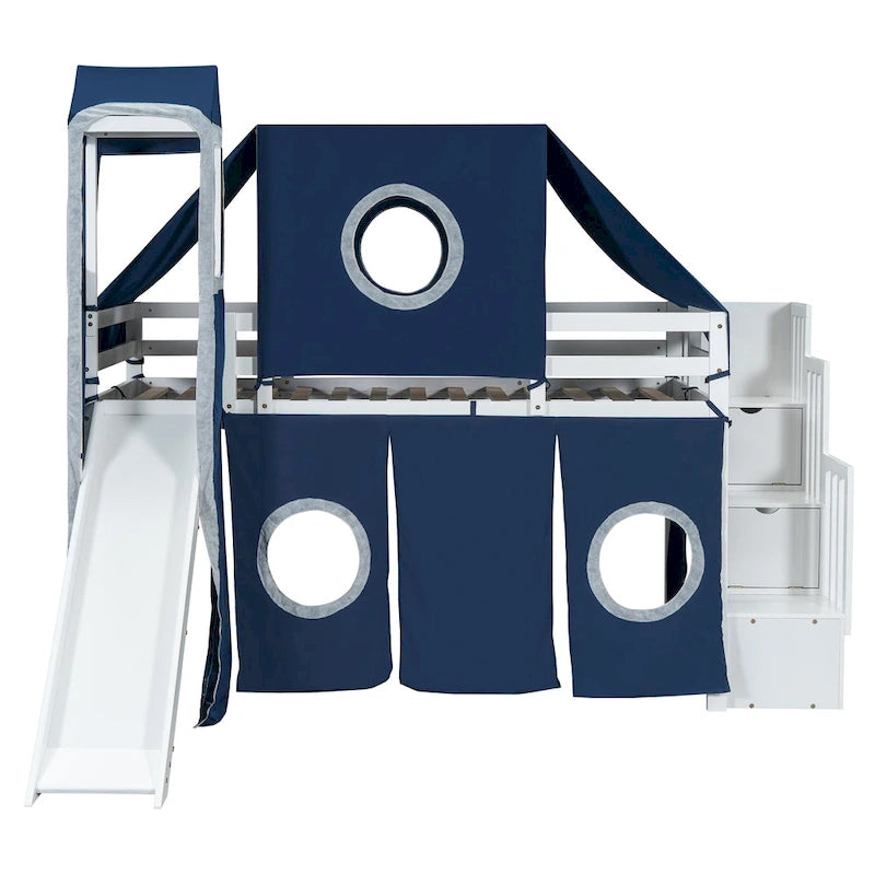 Full/Twin Loft Bed with Tent and Tower