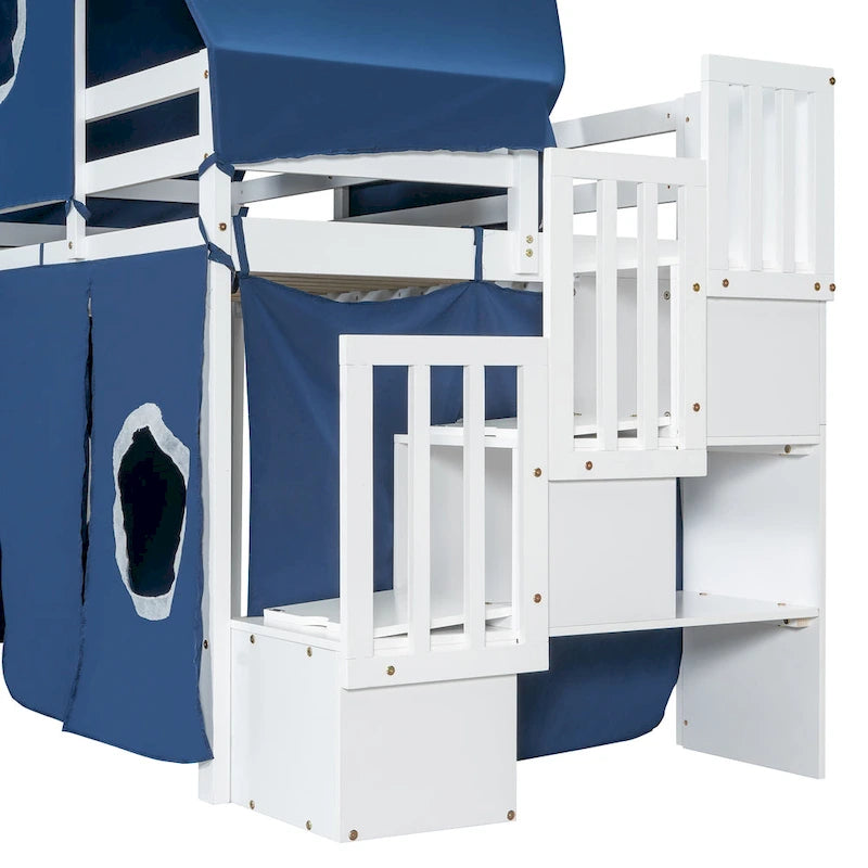 Full/Twin Loft Bed with Tent and Tower