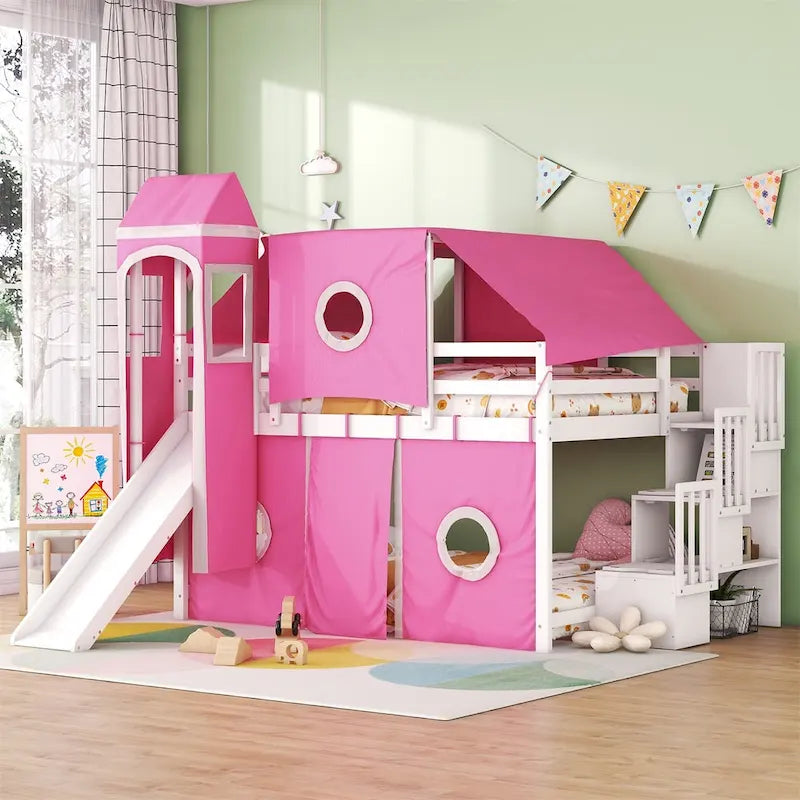 Full/Twin Loft Bed with Tent and Tower