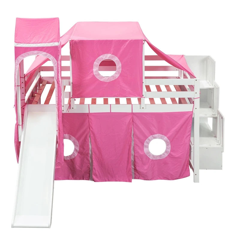 Full/Twin Loft Bed with Tent and Tower