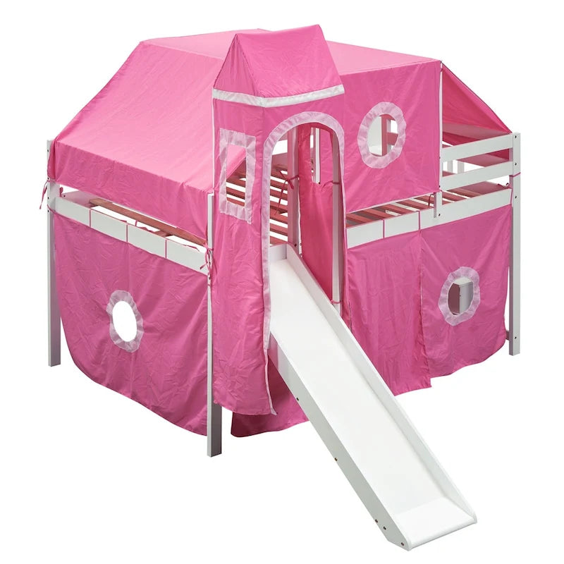 Full/Twin Loft Bed with Tent and Tower