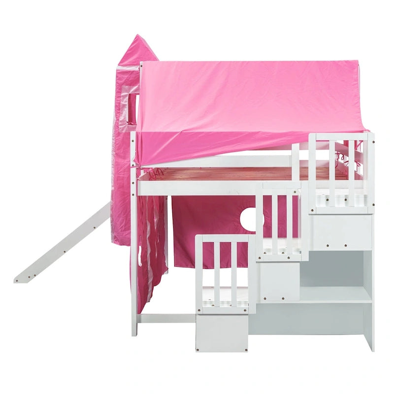 Full/Twin Loft Bed with Tent and Tower