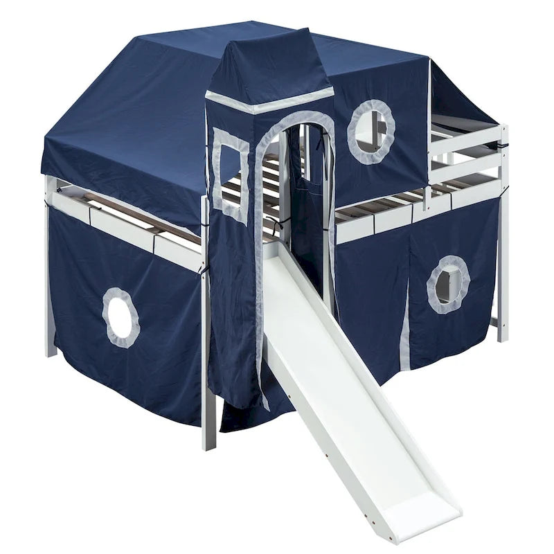 Full/Twin Loft Bed with Tent and Tower