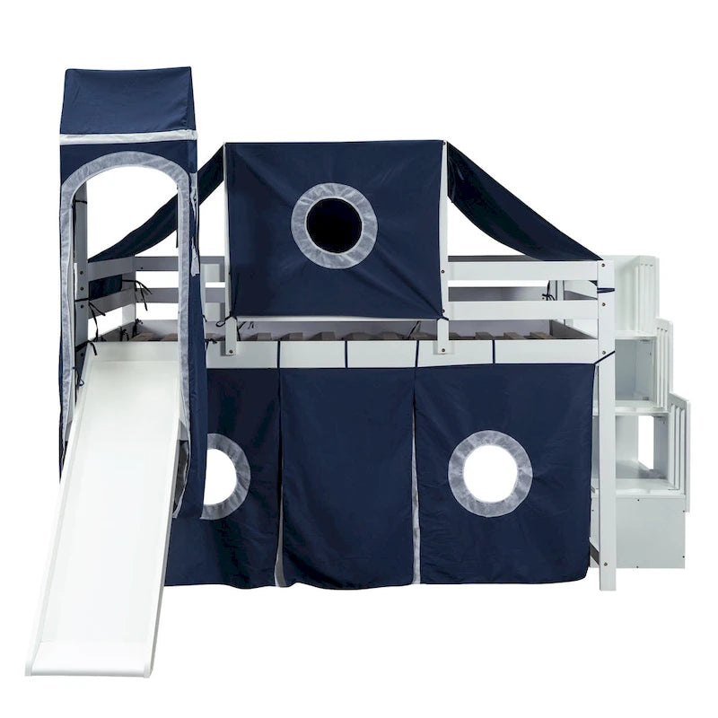 Full/Twin Loft Bed with Tent and Tower
