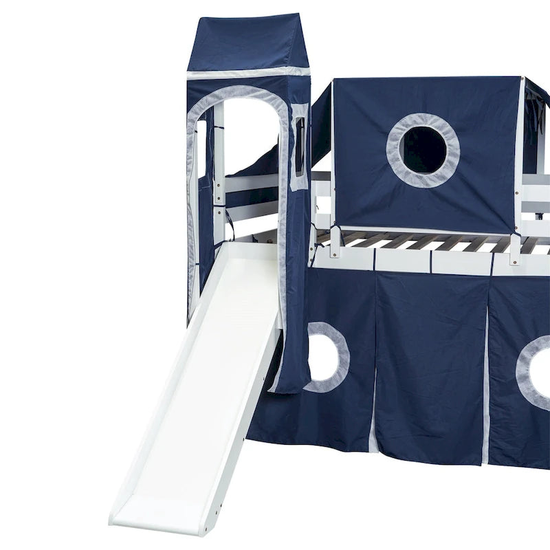 Full/Twin Loft Bed with Tent and Tower