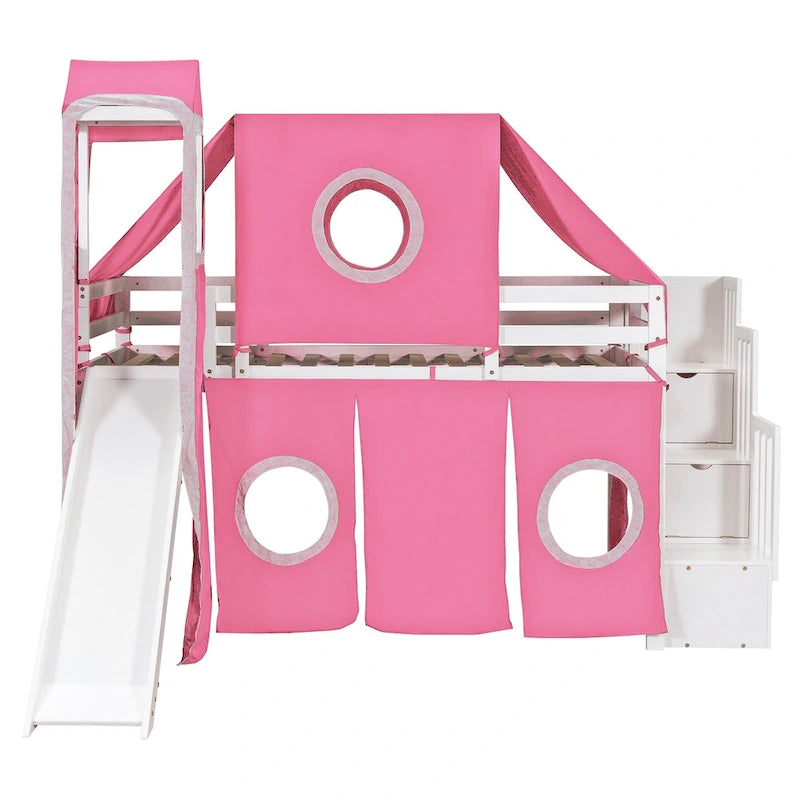 Full/Twin Loft Bed with Tent and Tower