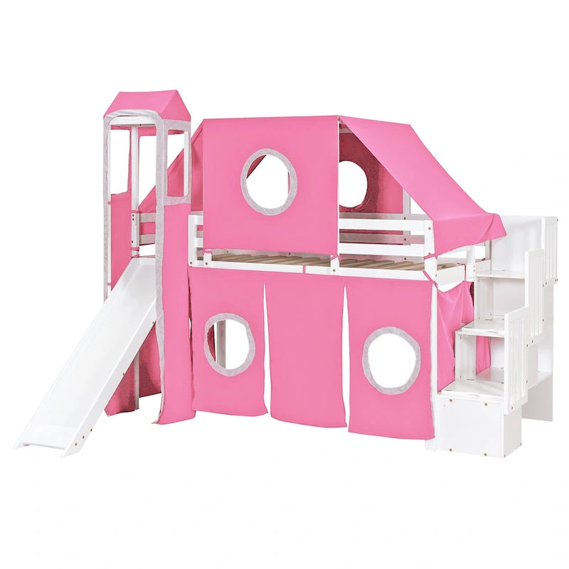Full/Twin Loft Bed with Tent and Tower