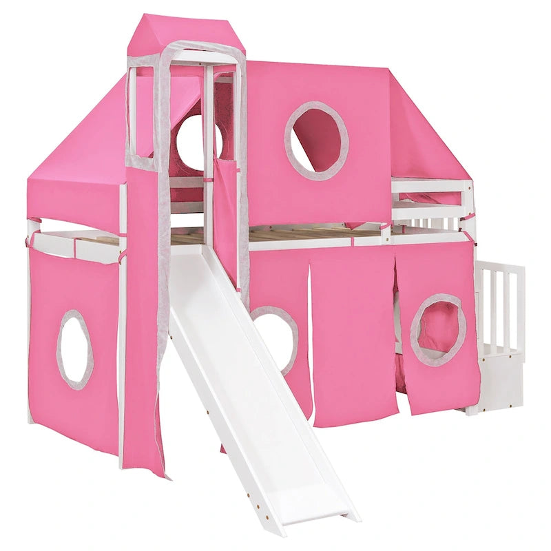 Full/Twin Loft Bed with Tent and Tower