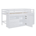Twin Size Loft Bed with 4 Drawers, Underneath Cabinet and Shelves