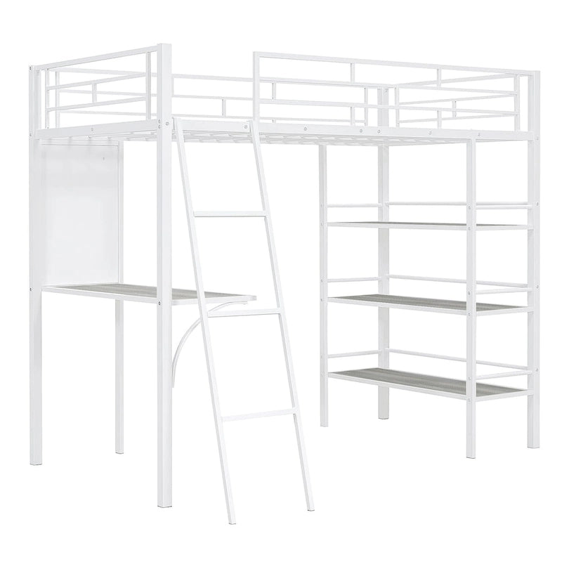 Twin Metal Loft Bed with Built-in Desk