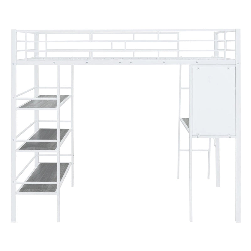 Twin Metal Loft Bed with Built-in Desk