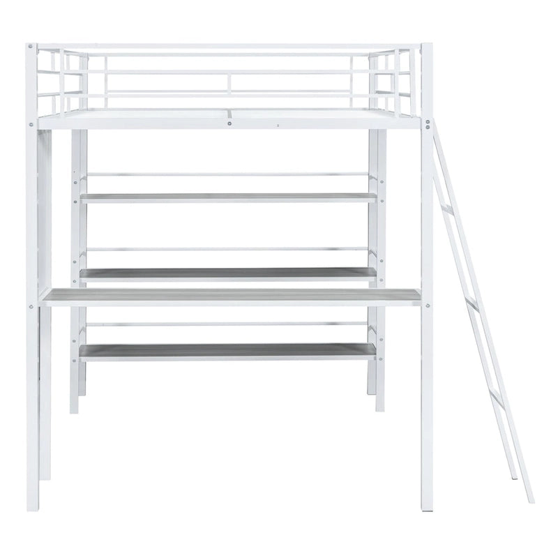Twin Metal Loft Bed with Built-in Desk