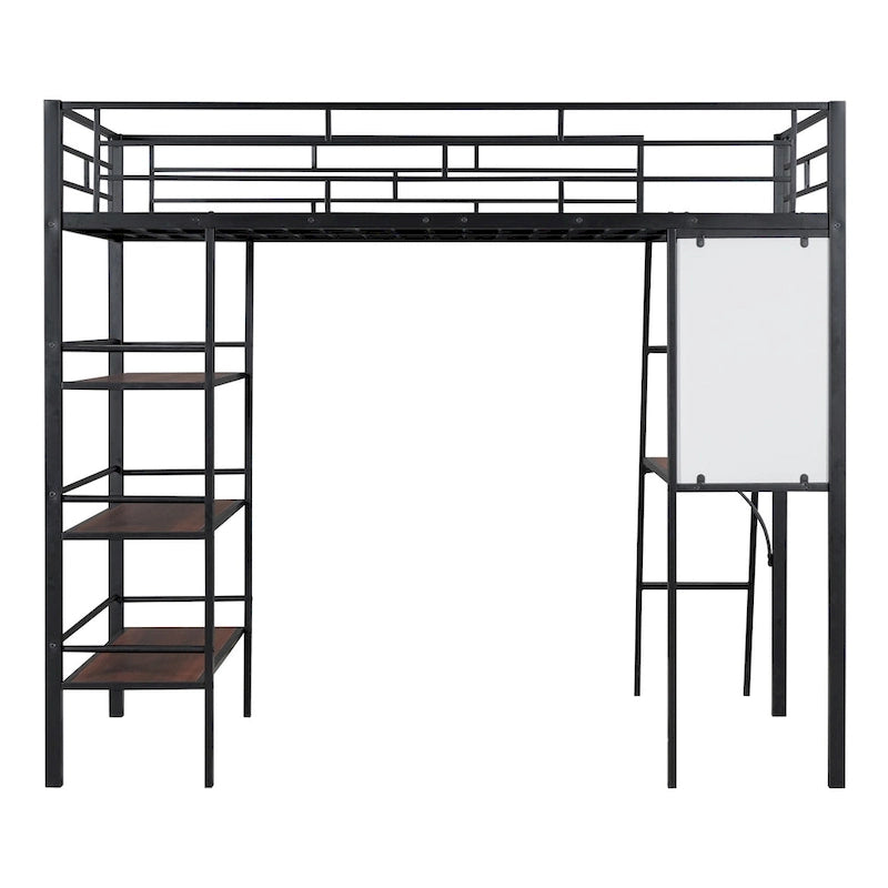 Twin Metal Loft Bed with Built-in Desk