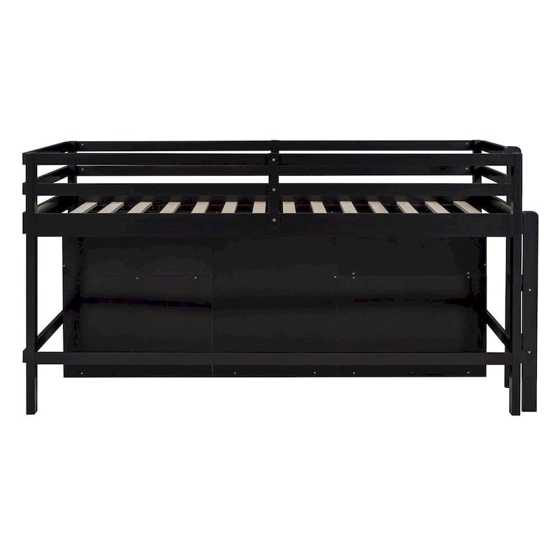 Twin Size Loft Bed with 4 Drawers,Underneath Cabinet and Shelves