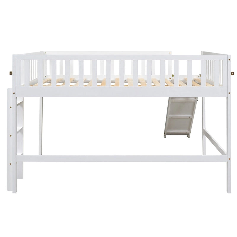 Full Size Low Loft Bed Frame for Boys Girls Kids Adults Toddler for Boys Girls Kids Adults Toddler with Ladder and Slide