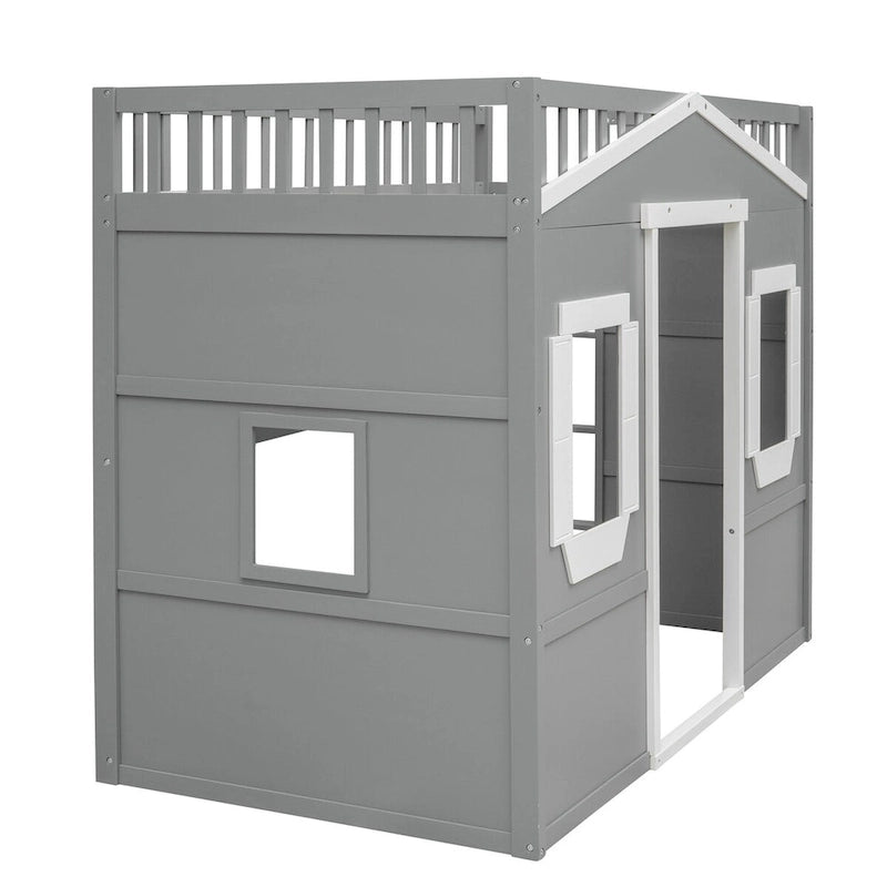 Elegant Pine Wood Twin Size Loft Bed, Ladder, Solid Construction