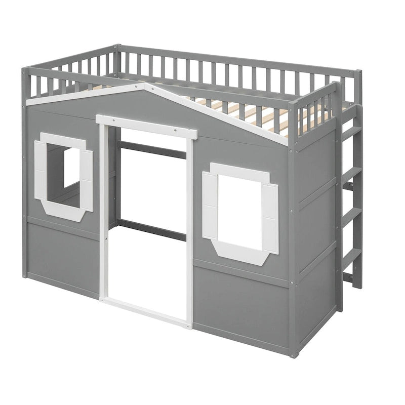 Elegant Pine Wood Twin Size Loft Bed, Ladder, Solid Construction