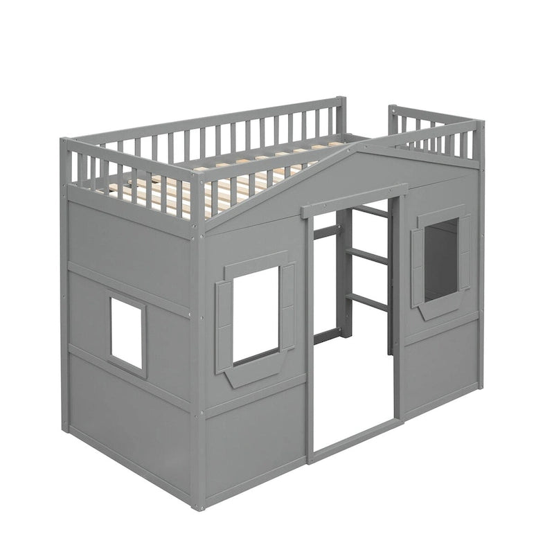 Elegant Pine Wood Twin Size Loft Bed, Ladder, Solid Construction