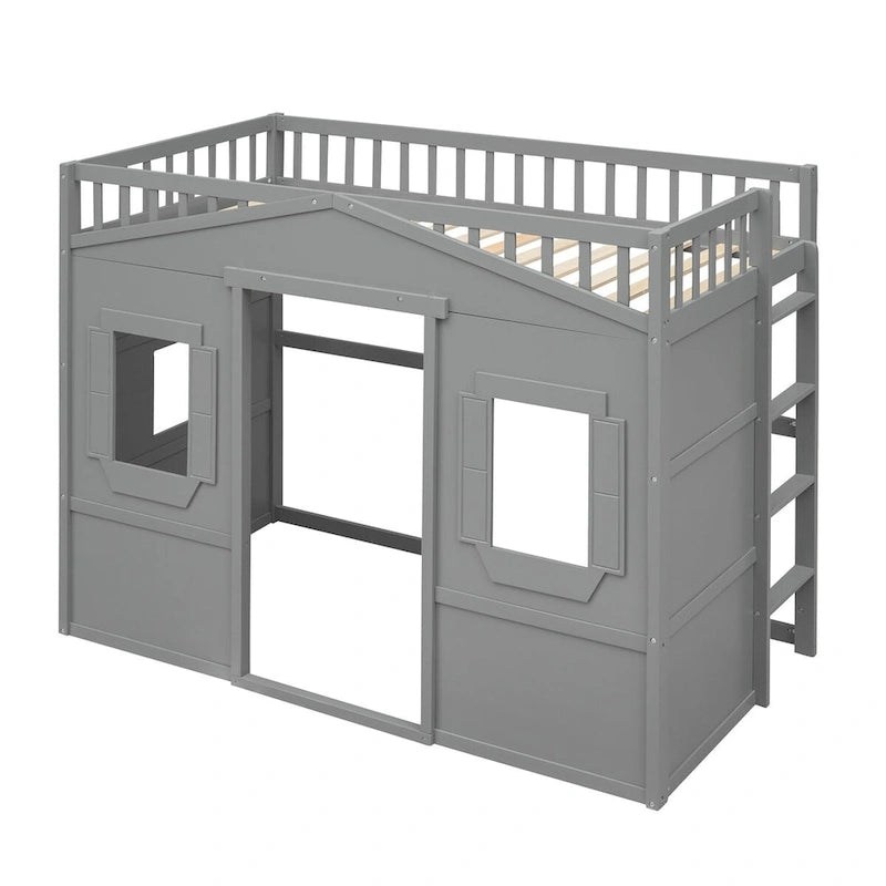 Elegant Pine Wood Twin Size Loft Bed, Ladder, Solid Construction