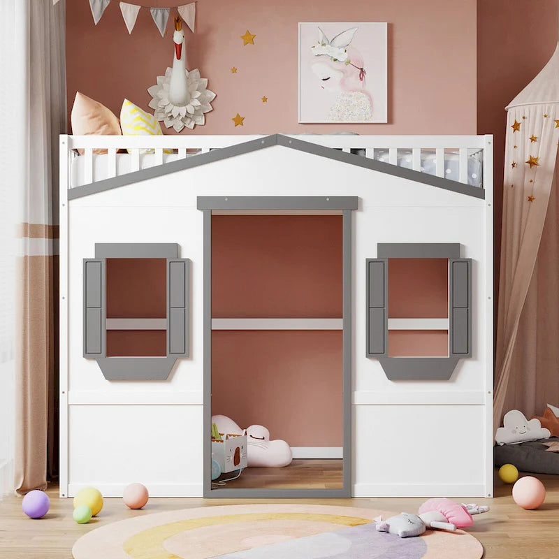 Elegant Pine Wood Twin Size Loft Bed, Ladder, Solid Construction