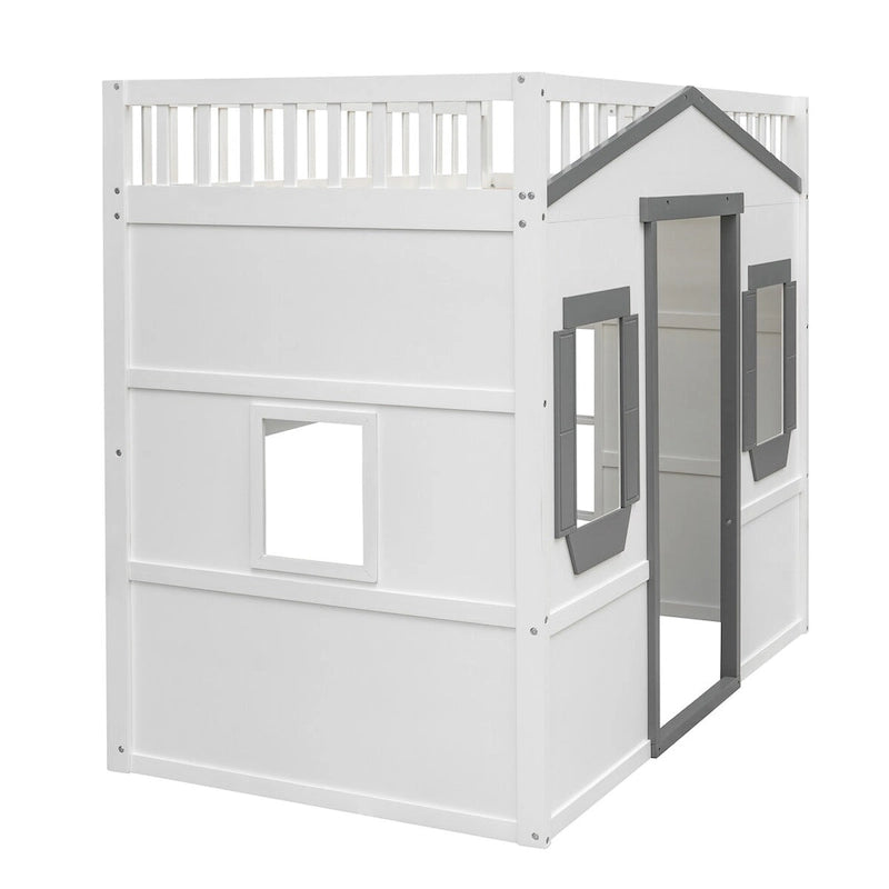 Elegant Pine Wood Twin Size Loft Bed, Ladder, Solid Construction
