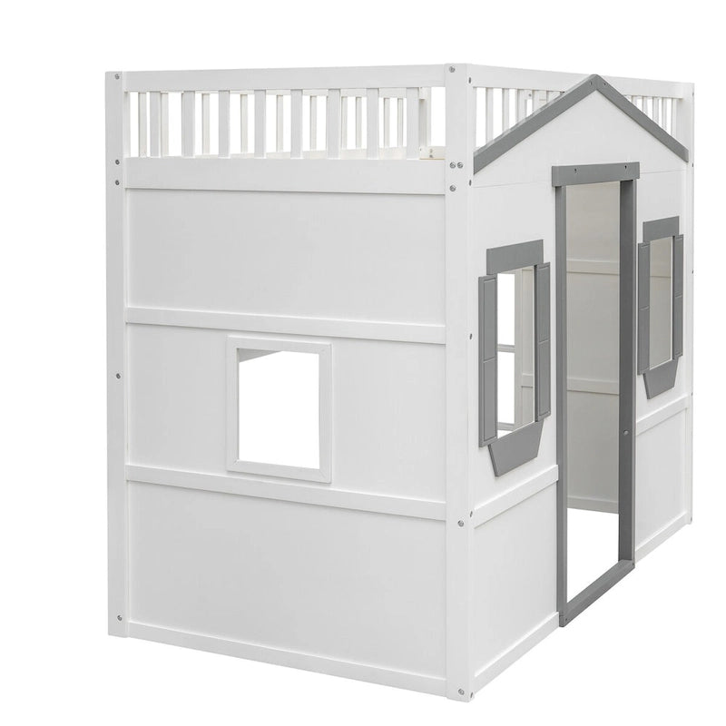 Elegant Pine Wood Twin Size Loft Bed, Ladder, Solid Construction
