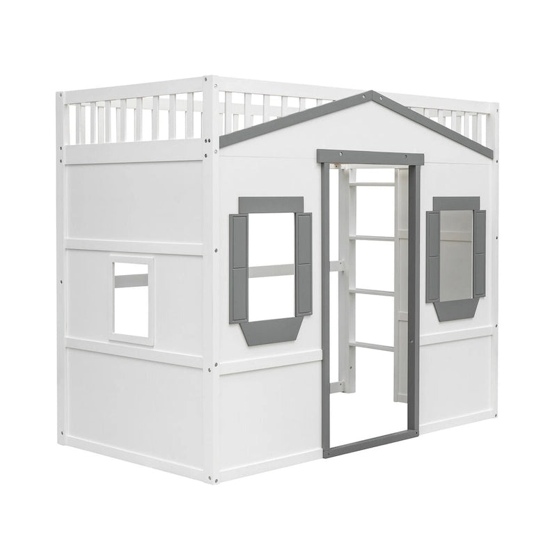 Elegant Pine Wood Twin Size Loft Bed, Ladder, Solid Construction