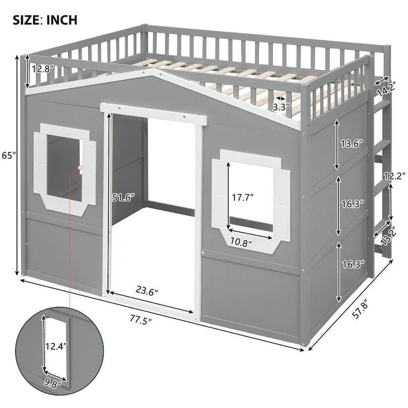 Full House Loft Bed with Gaming Area