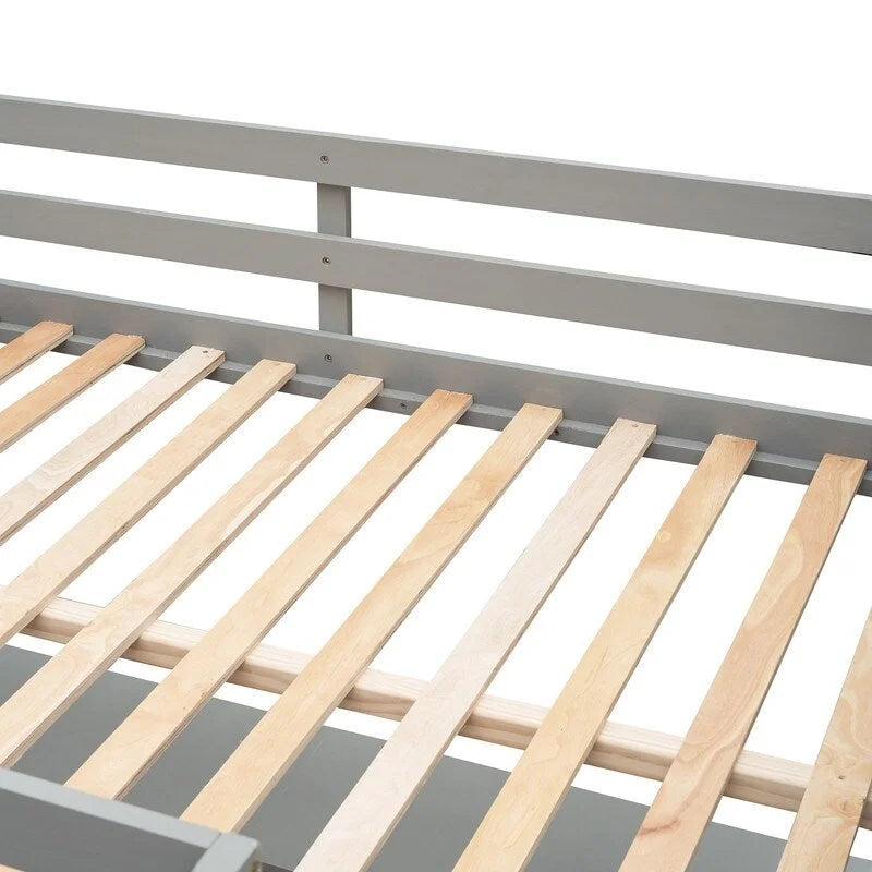 Full size Loft Bed with Shelves and Desk