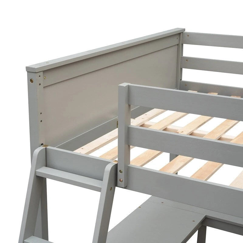 Full size Loft Bed with Shelves and Desk