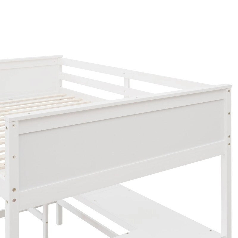 Full size Loft Bed with Shelves and Desk