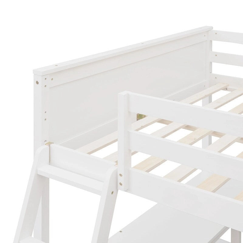 Full size Loft Bed with Shelves and Desk
